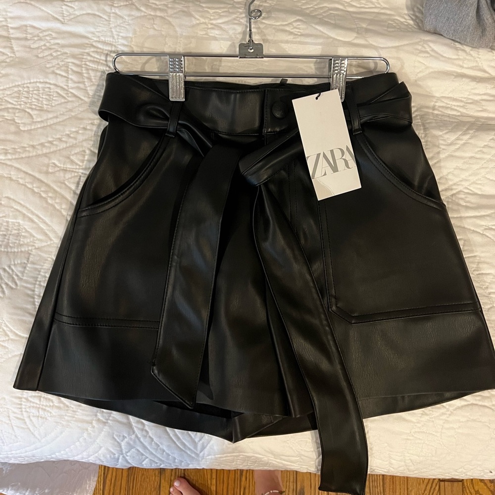 Zara leather shorts